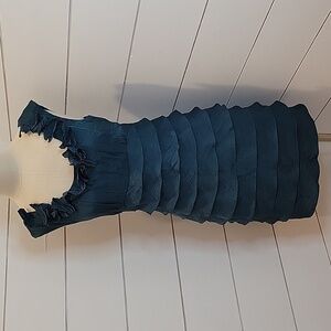 LONDON TIMES size 10 dark teal green tiered mini dress